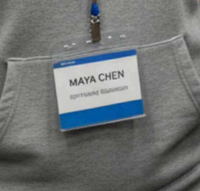 chrissyykat's tweet image. new way to detect if a story was written by ai: the name Maya Chen??

was ideating with claude and it proposed the name “maya chen.” I didn’t think much about it until the next day, I saw a nano banana image that generated “maya chen” on a badge. I then went to chatgpt and asked…