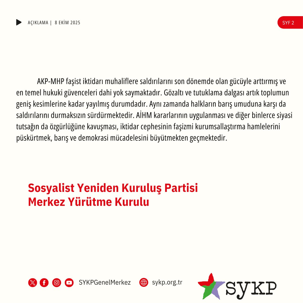 AİHM kararları uygulanmalı ve tüm Kobani Davası Tutsakları derhal serbest bırakılmalıdır.