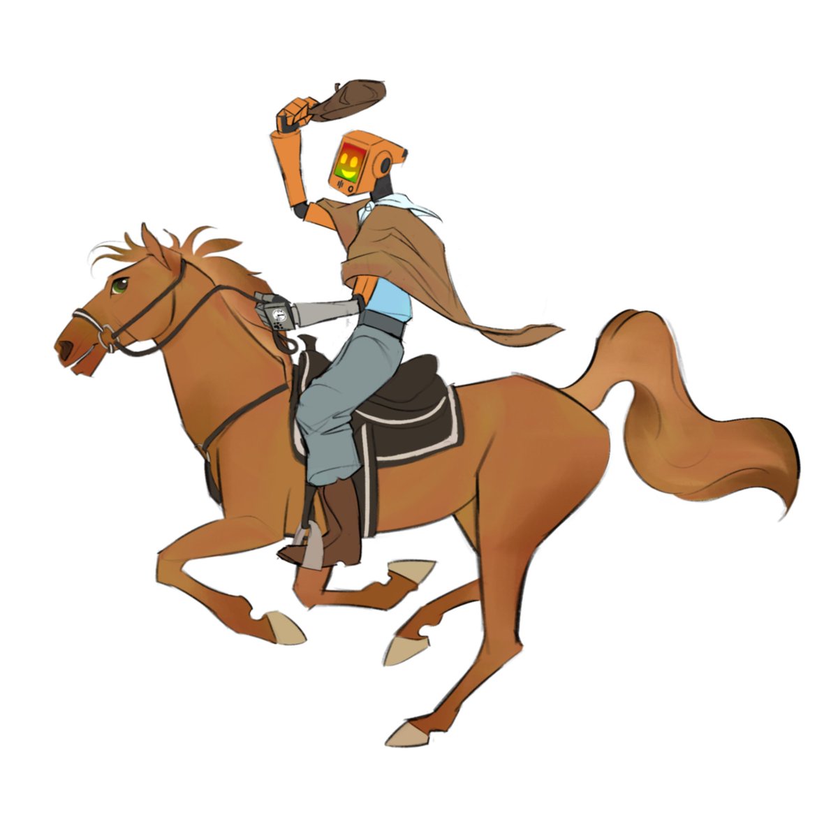 Banlo_Art's tweet photo. They are:
1. Nurzhan riding Spring
2. B-12 riding Autumn
3. Lena riding Winter
4. Francisco riding Summer
I love horses and robots, so this is such a good combination for my happiness
I have a lot to say about them, but Twitter won't let me bc the text is too long ๐
#strayoc https://t.co/ZCZGsXMhej