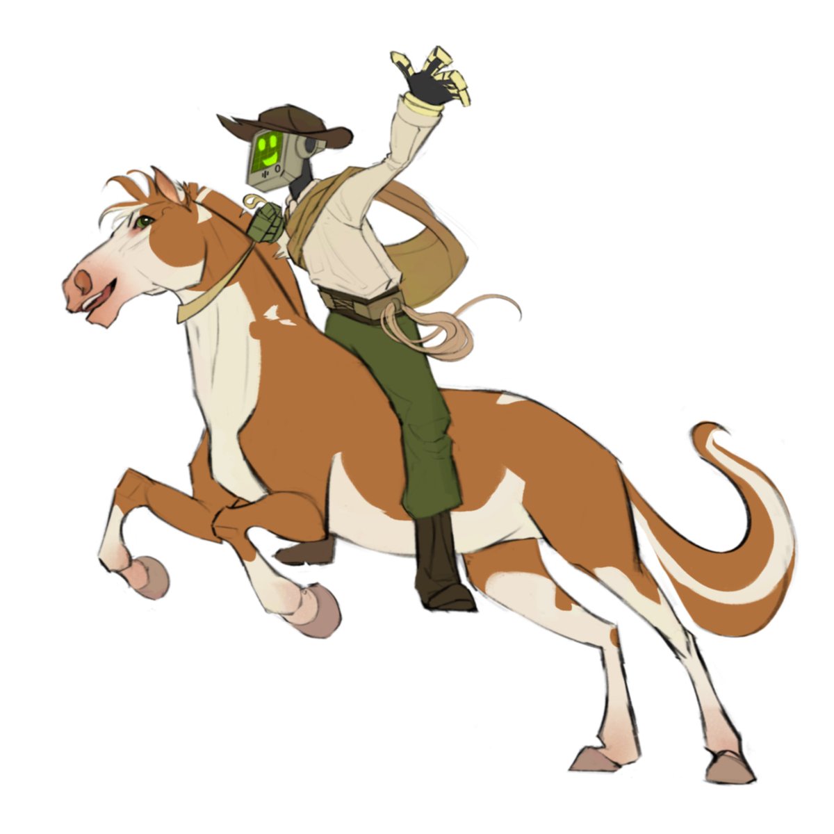 Banlo_Art's tweet photo. They are:
1. Nurzhan riding Spring
2. B-12 riding Autumn
3. Lena riding Winter
4. Francisco riding Summer
I love horses and robots, so this is such a good combination for my happiness
I have a lot to say about them, but Twitter won't let me bc the text is too long ๐
#strayoc https://t.co/ZCZGsXMhej