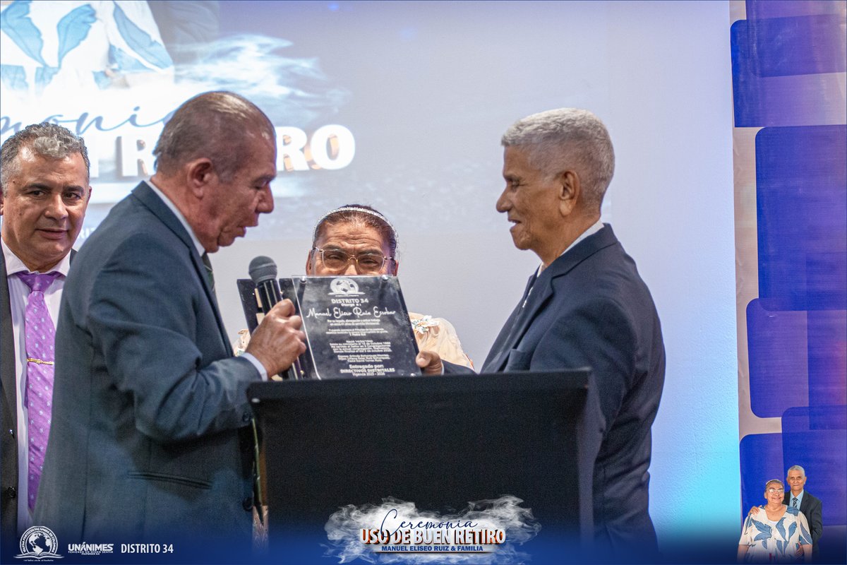 Ipuc_Distrito34's tweet image. Con profunda gratitud y amor, celebramos la Ceremonia de Uso de Buen Retiro de nuestro Pastor Manuel Eliseo Ruiz. #Distrito34 #Unanimes #IPUC #88años #usobuenretiro