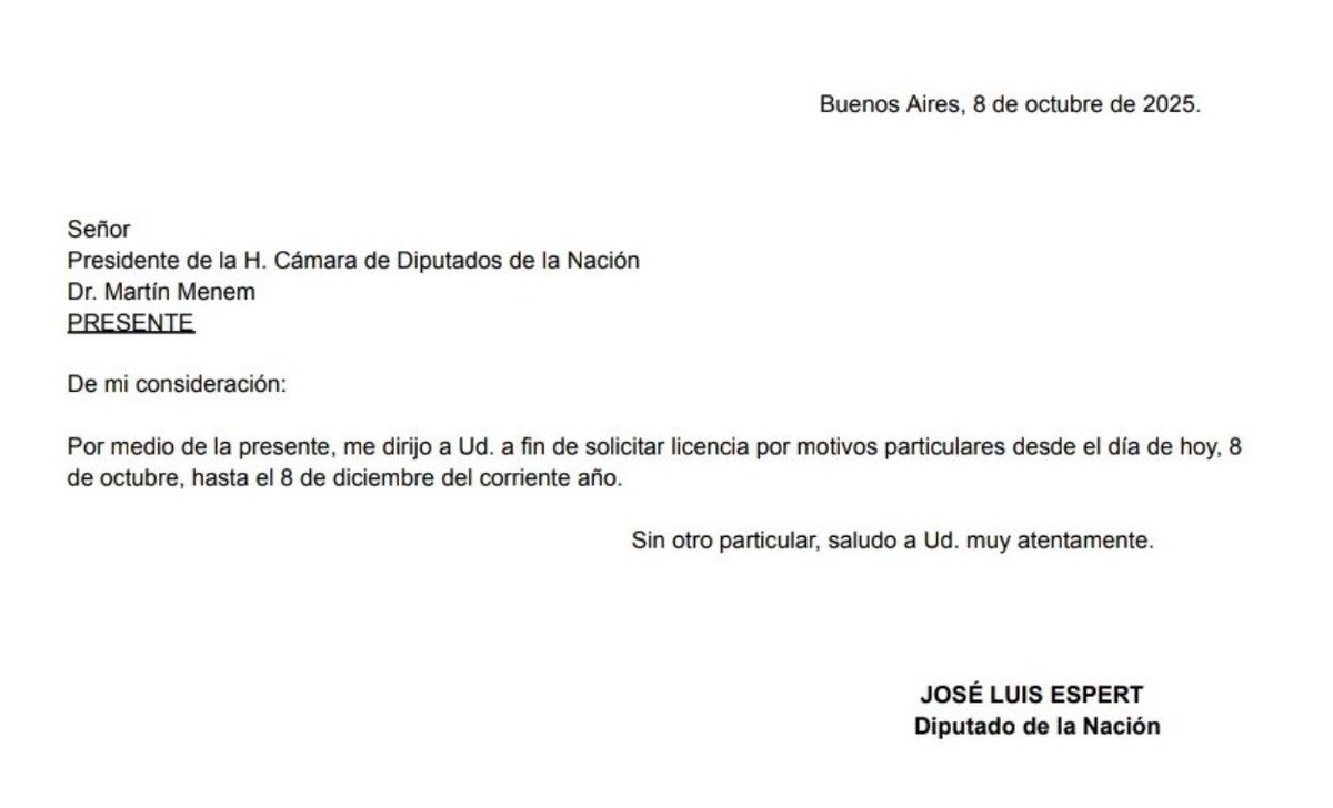“Por motivos particulares” Espert no vino a trabajar en la sesión de hoy. 
Se cree que si se esconde nos vamos a olvidar de que es narcodiputado y que no pudo sostener ni dos semanas más como candidato.