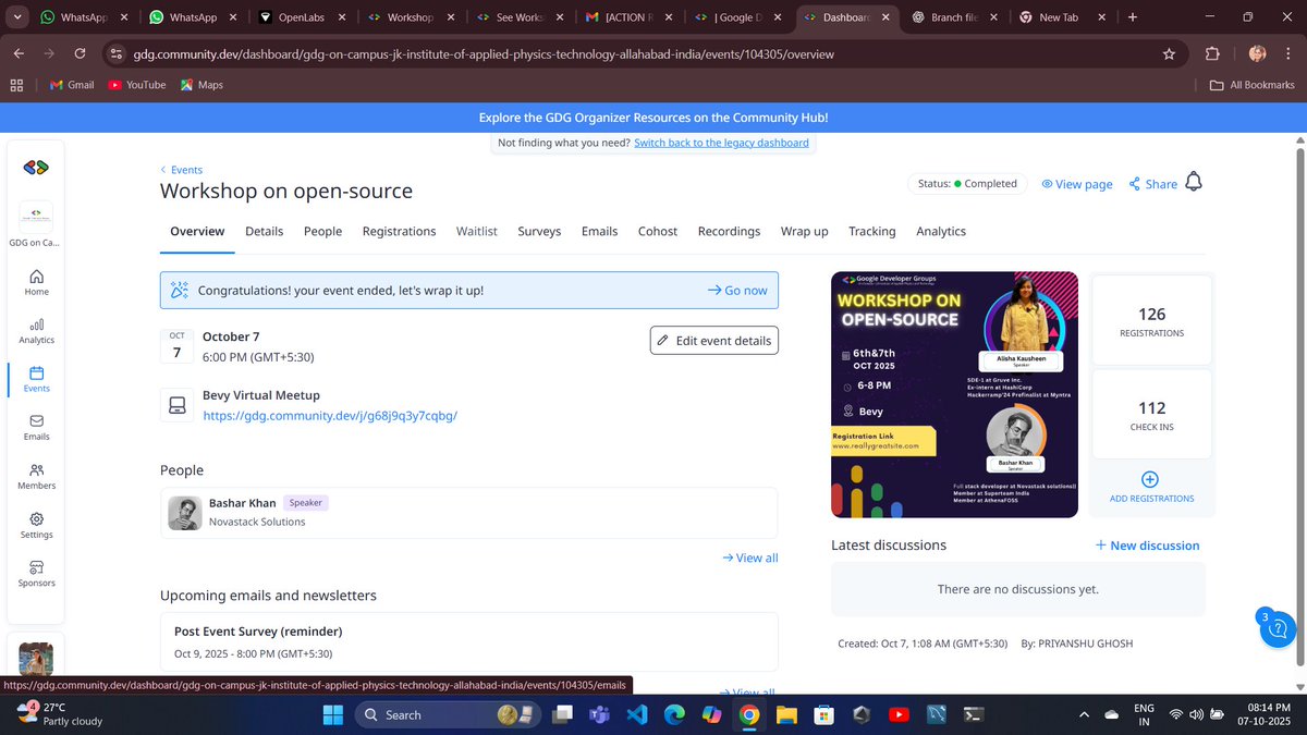 gdgoc_jkiapt's tweet image. 💻 Our Open Source Workshop was a huge success! 🌍
Two days full of learning and collaboration. 🚀
Special thanks to @Alisha_kausheen and @_Bashar_khan_ for your guidance.
Code. Collaborate. Contribute. 💫
#OpenSource #TechWorkshop #CodingCommunity #Innovation #GitHub #Git