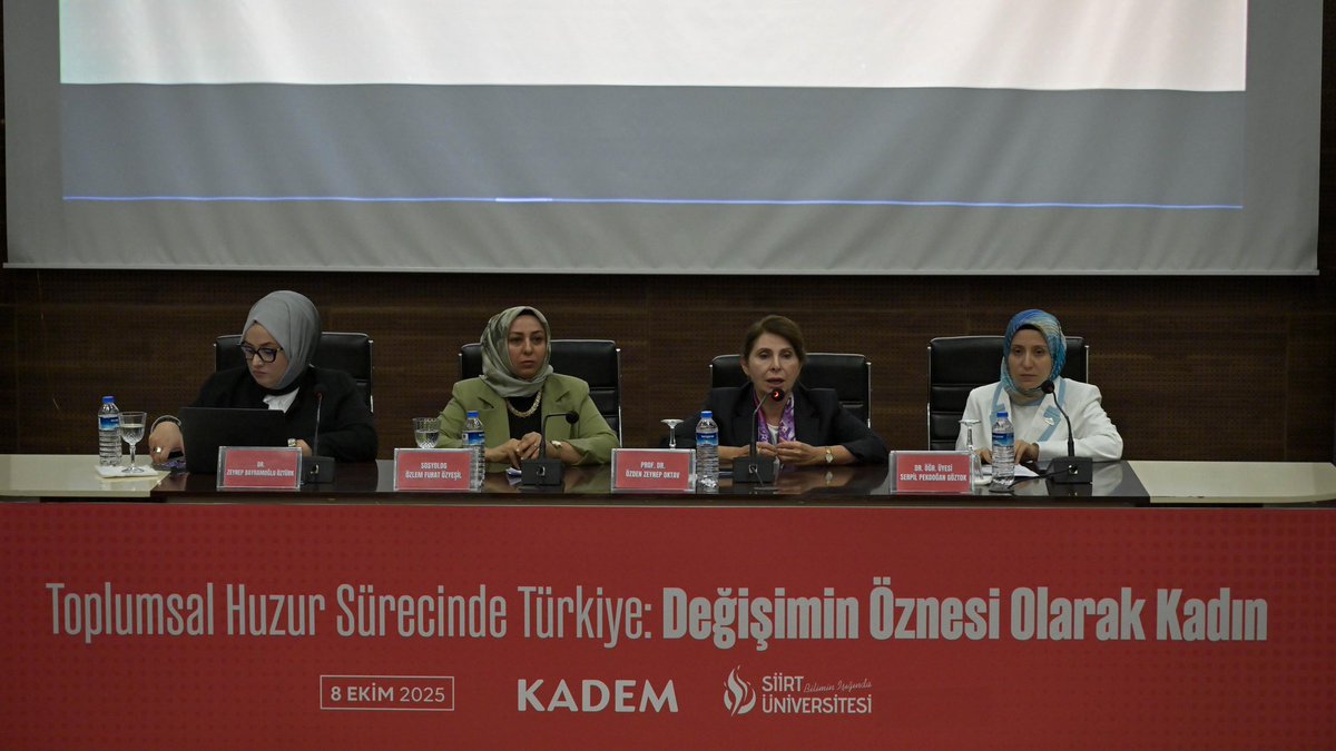kademorgtr's tweet photo. Siirt Üniversitesi Kadın Sorunları Uygulama ve Araştırma Merkezi ile birlikte düzenlediğimiz 'Toplumsal Huzur Sürecinde Türkiye: Değişimin Öznesi Olarak Kadın' panelinde; terörle mücadele ve çözüm süreçlerinde kadınların toplumsal rollerini, barışa sundukları katkıları ve geleceğe dair beklentilerini konuştuk.

Çok iyi biliyoruz ki terörsüz bir gelecek, ancak kadınların
aktif katılımıyla daha kapsayıcı, daha adil ve daha kalıcı biçimde inşa edilebilir. 💬