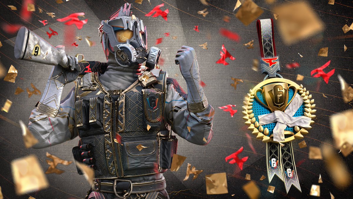 R6esports's tweet image. The crown belongs to them. The celebration belongs to all of us. 🏆

Shine like a true legend with the FaZe Clan S.I. Champion Bundle 🥇