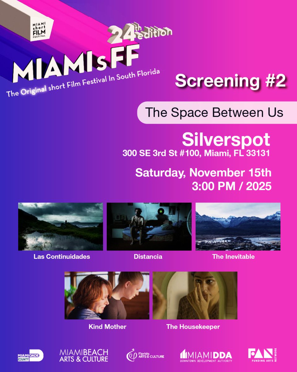 MIAMIsFF (@miamisff) on Twitter photo Saturday, November 15th, 3:00 PM at ๐บ๐๐๐๐๐๐๐๐๐ ๐ซ๐๐๐๐๐๐๐ ๐ด๐๐๐๐, 300 SE 3rd St #100, Miami, FL 33131
๐๏ธ TICKETS NOW ON SALE
goelevent.com/MIAMIsFF/e/24tโฆ
๐บ๐๐๐๐๐๐๐๐ # 2 โ ๐ป๐๐ ๐บ๐๐๐๐ ๐ฉ๐๐๐๐๐๐ ๐ผ๐
2025 Official Selection of five (5) short Saturday, November 15th, 3:00 PM at ๐บ๐๐๐๐๐๐๐๐๐ ๐ซ๐๐๐๐๐๐๐ ๐ด๐๐๐๐, 300 SE 3rd St #100, Miami, FL 33131
๐๏ธ TICKETS NOW ON SALE
goelevent.com/MIAMIsFF/e/24tโฆ
๐บ๐๐๐๐๐๐๐๐ # 2 โ ๐ป๐๐ ๐บ๐๐๐๐ ๐ฉ๐๐๐๐๐๐ ๐ผ๐
2025 Official Selection of five (5) short