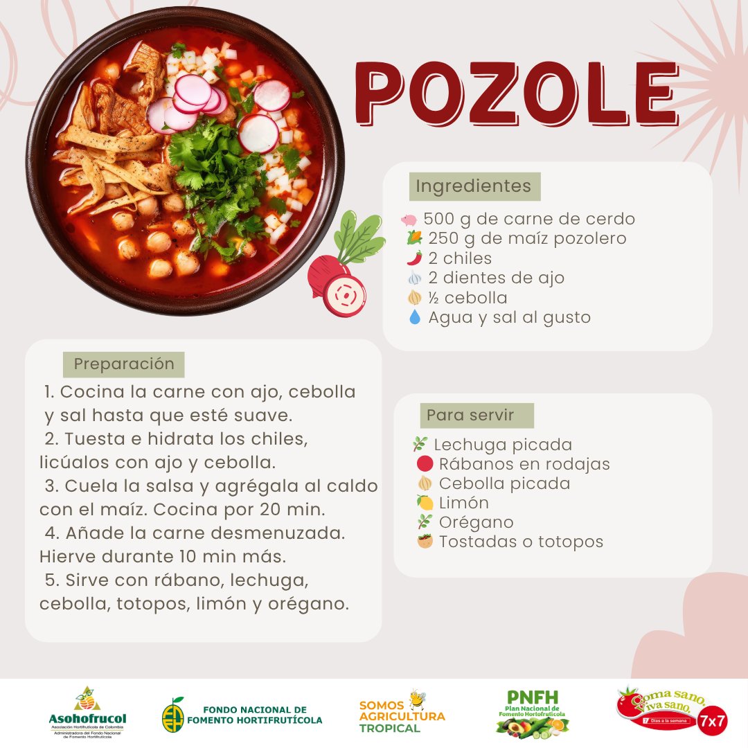 De la olla a la mesa, directo a tu antojo 🤩 
Un clásico mexicano que combina historia, sabor y frescura en cada bocado.

#Asohofrucol #FNFH #PNFH #SomosAgriculturaTropical #SomosUnModeloAmbiental #SomosSoberaníaAlimentaria #ÁlvaroPalacioPeláez