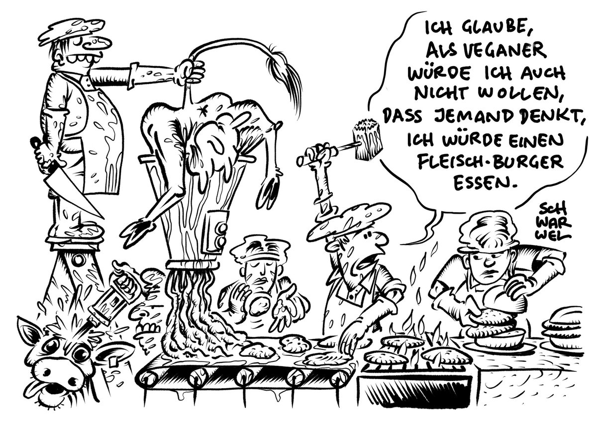 „Beschluss des EU-Parlaments: Veggie-Wurst soll nicht mehr Wurst heißen dürfen“
#vegan #burger #tiere #schwarwel