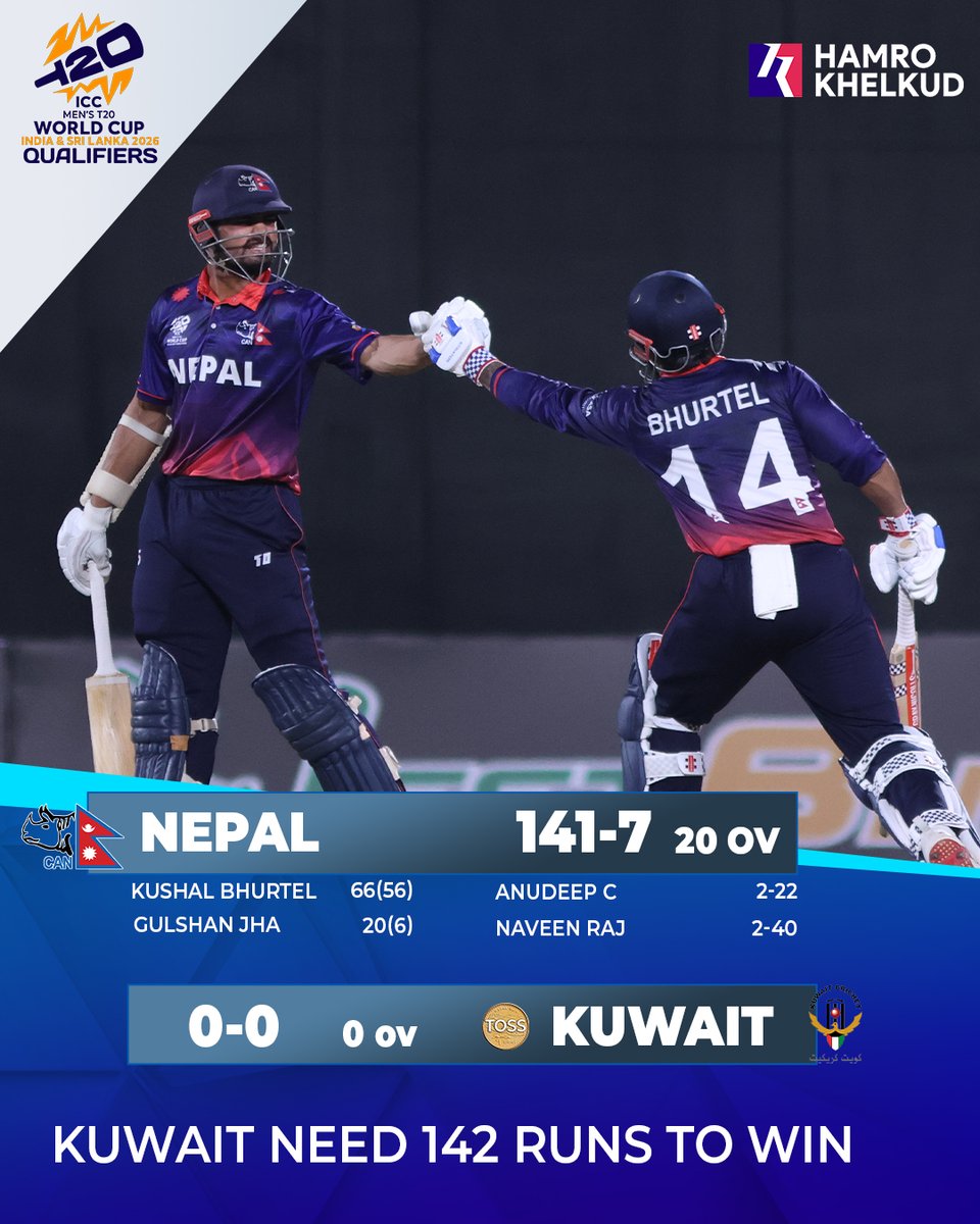SubasTheOne_'s tweet photo. Nepal post 141 after being invited to BAT. Spinners have a job in hand today. https://t.co/MOFcuwSQX8