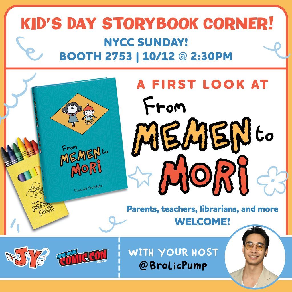 Sunday @ New York Comic-Con!

Host @BrolicPump will be giving a live-reading of the newly released book, From Memen to Mori! Sit down with us to enjoy a good story, plus a coloring corner with From Memen to Mori crayons!

MORE INFO: buff.ly/9oB1m4t