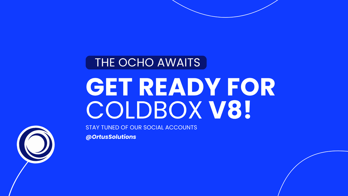 ortussolutions's tweet photo. 🔥 Big news is on the way!
 ColdBox v8: The Ocho is coming soon ⚡
We’re celebrating 19 years of ColdBox innovation—evolving from 7.4 highlights into a powerful BoxLang-first era, all while keeping full CFML support.

🔗 Sneak peek: https://t.co/H4QeFYy0Ax

#TheOcho #ColdBox #BoxLang #CFML #Innovation #OpenSource #ModernDevelopment #AdobeColdFusion