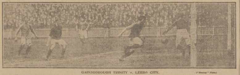 leeds_snippets's tweet image. A fair sprinkling of Trinitarians were amongst the crowd of 8000 at Elland Road to watch Leeds City draw 0-0 with Gainsborough Trinity. Players were described as struggling to keep warm with Croot bursting the side netting for Leeds but the game was described as unexciting.