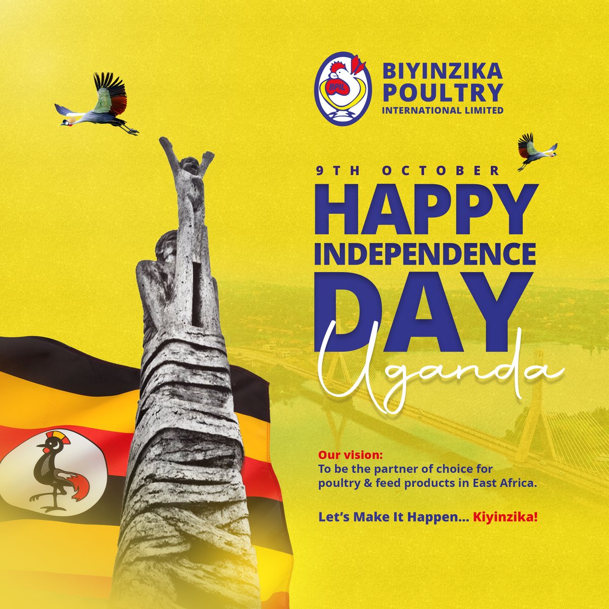 Happy Independence Day, Uganda! 🇺🇬

From our farms to your fork — together, we grow stronger. 🐥🍗

Let’s Make It Happen… Kiyinzika!

#UgandaAt63 #BPIL #BiyinzikaPearlChicken #Kiyinzika