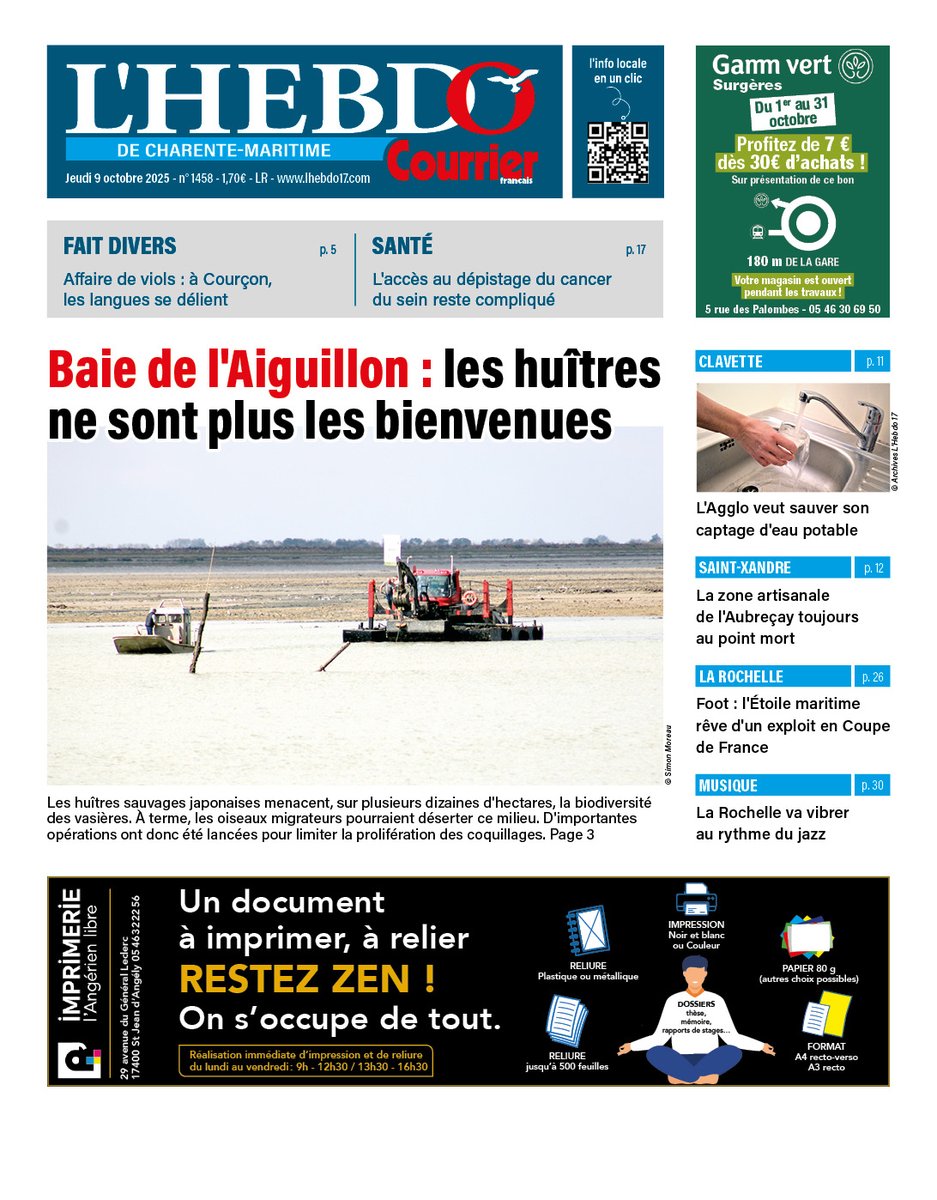 📰 À LA UNE CETTE SEMAINE ! À retrouver dans notre numéro du jeudi 9 octobre !
En vente dès demain chez votre marchand de journaux ou en version numérique  ow.ly/H6Mx50UBNJY

#charentemaritime #surgères #rochefort #larochelle #presse #PHR
