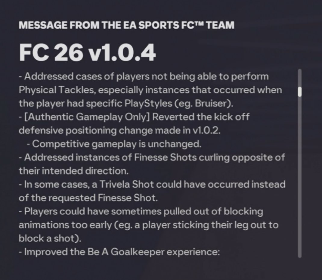 🚨|| تحديث جديد قادم قريبا 🤩🔥

• تحسين قوة بلاي ستايل Bruiser 💪
• حل مشاكل التمركز في الكيك اوف ✅
• تحسين تسديدات الكيرف 🎯
• تحسين تسديدات الترافيلا 🪃
• تحسين تصديات الحراس 🧤