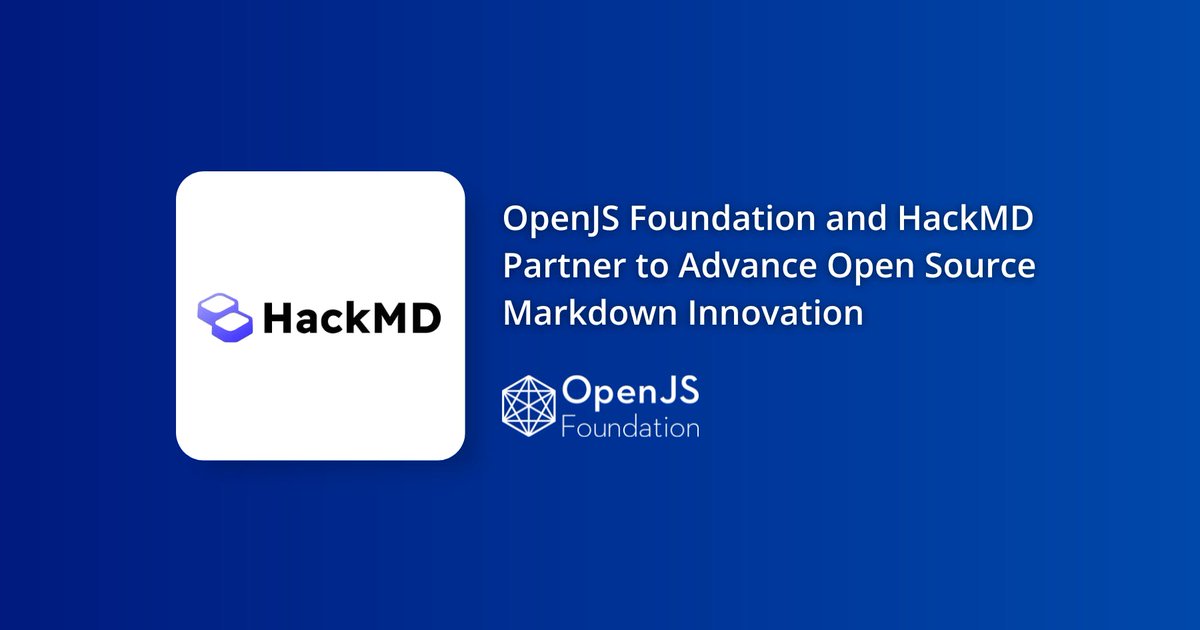 openjsf's tweet image. OpenJS + HackMD = the ultimate collab 💜💙

We&apos;re grateful to @hackmdio for their services that help reduce overhead for our projects and helps maintainers focus on innovation.

Read more in our blog: hubs.la/Q03MNhlz0