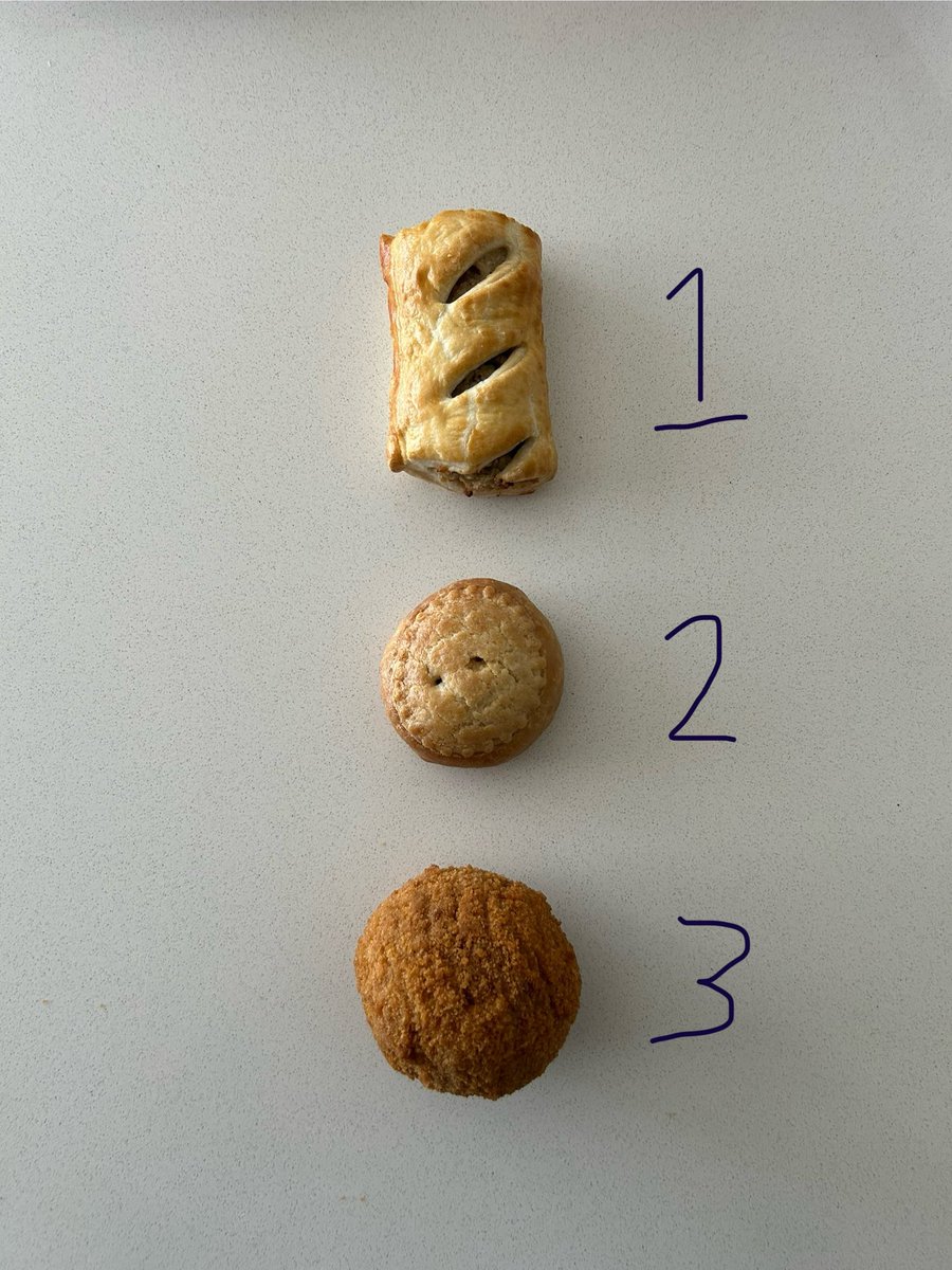 I present to you, the holy trinity of beige British picnic snacks - the sausage roll, the pork pie, the scotch egg - in order of greatness (1 being the greatest). I trust you’ll have no notes.