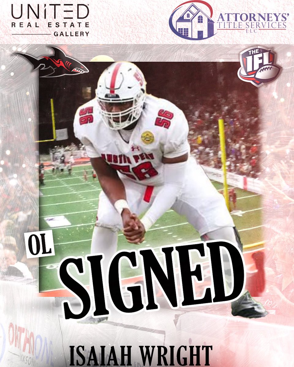 UNITED REAL ESTATE GALLERY and ATTORNEYS’ TITLE SERVICES Official Player Signing:
Sharks sign OL Isaiah Wright for the 2026 season.