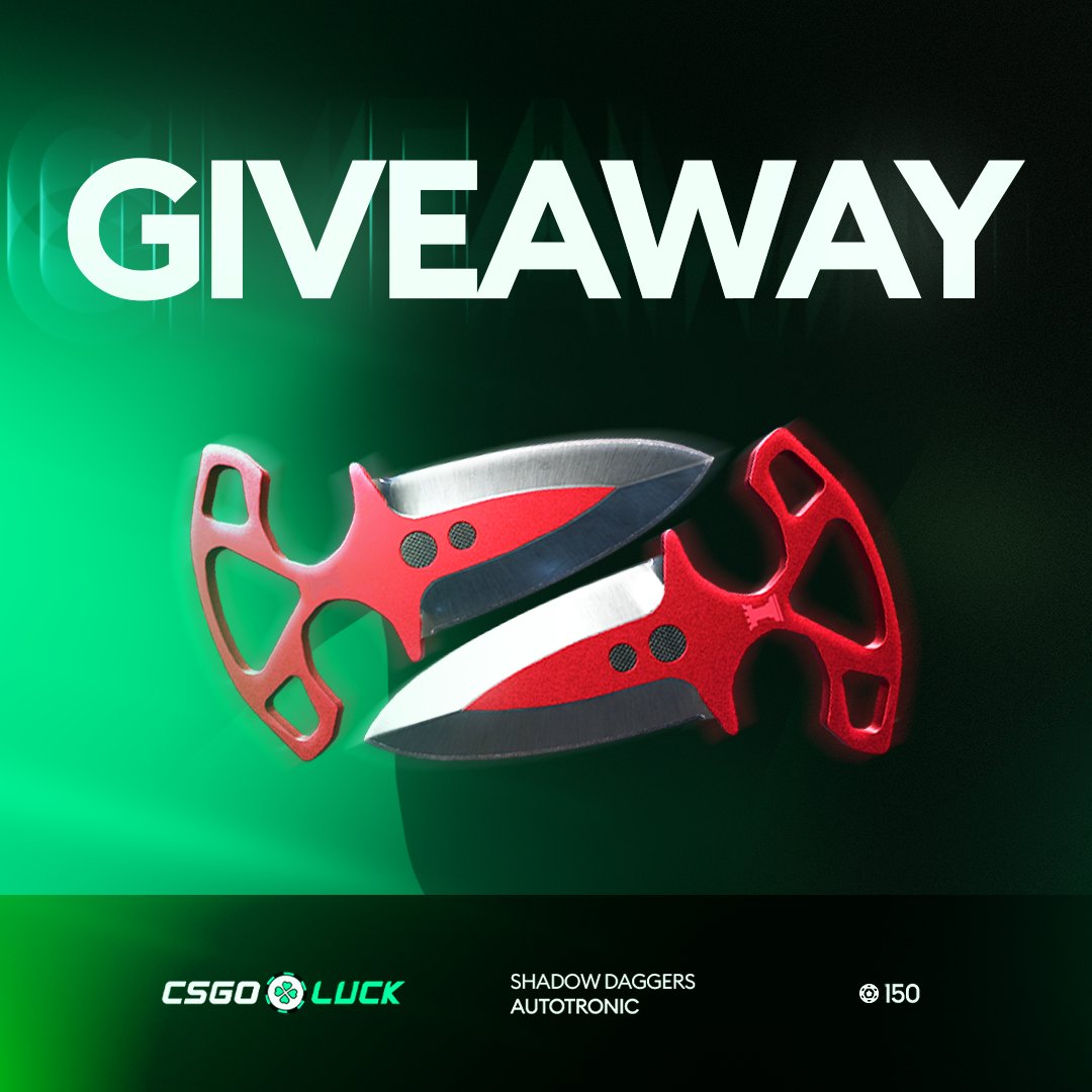 vgosquadkick's tweet image. 🪙 150 SHADOW DAGGERS GIVEAWAY! 🥳
To enter:
✅ Follow me & @officialcsluck
✅ Like, Tag a friend & Retweet
Giveaway ends in 5 days! ⌛️