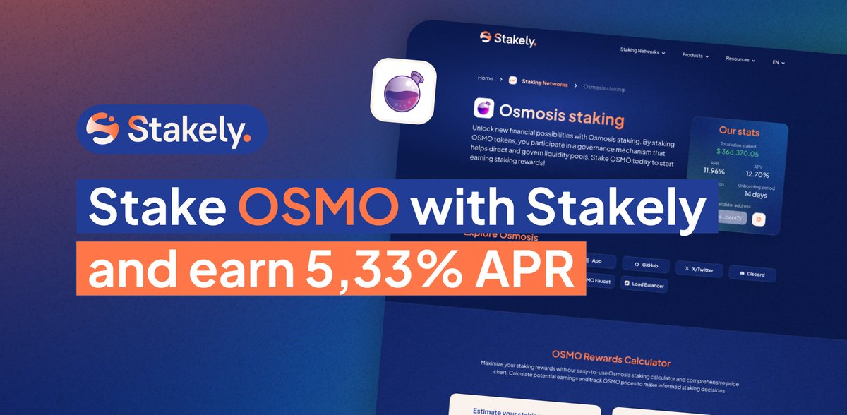 Stakely_io's tweet image. Staking $OSMO is about more than just rewards
It’s about actively shaping the financial future of the @cosmos ecosystem 🧪
Here’s what makes @osmosiszone unique, and why staking with Stakely makes all the difference 👇