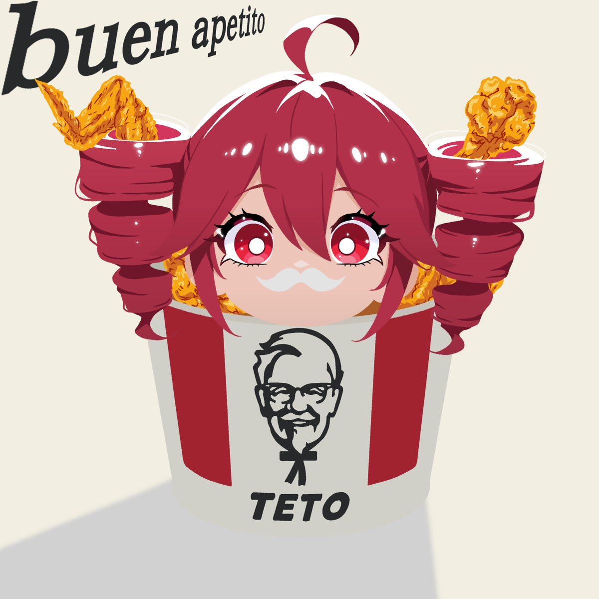 Saw the <a href="/Must_Pineapple/">Mustached_Pineapple</a> 100 days of Teto challenge ✨ and made my version wednesday TETOKFC🍗
#teto #kasaneteto #anime #fanart #vocaloid #tetokfc #tetofc