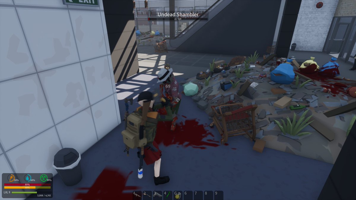 surroundead
セーフゾーンに到達ここで売り買いができるみたい
近くにテントを張って一時的な物置にしました
どこかに拠点みたいなのを作りたいなぁ
その後近くのショッピングモールに物色に行きました
初めてのボス討伐も出来ました！
近づくのは怖いので遠距離から狙撃でですけどｗ
 #surroundead