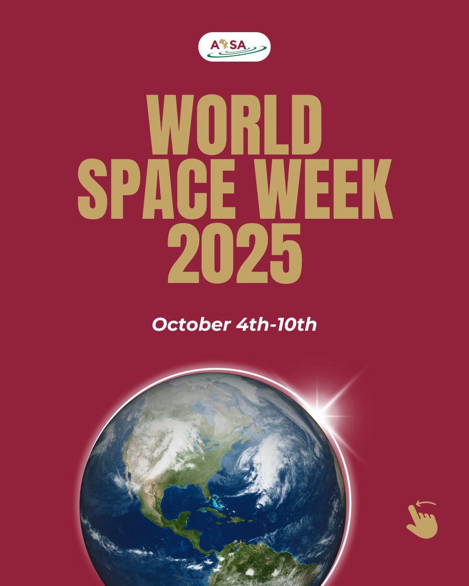 AfSA_AU's tweet photo. As the world celebrates #WorldSpaceWeek2025, the African Space Agency reaffirms its mission to harness space science and technology for Africa’s sustainable development.
#SpaceForAfrica #STEMAfrica #WorldSpaceWeek #AfricaInOrbit #SpaceForDevelopment #wsw2025 #WorldSpaceWeek2025 https://t.co/BnhQM33Xq6