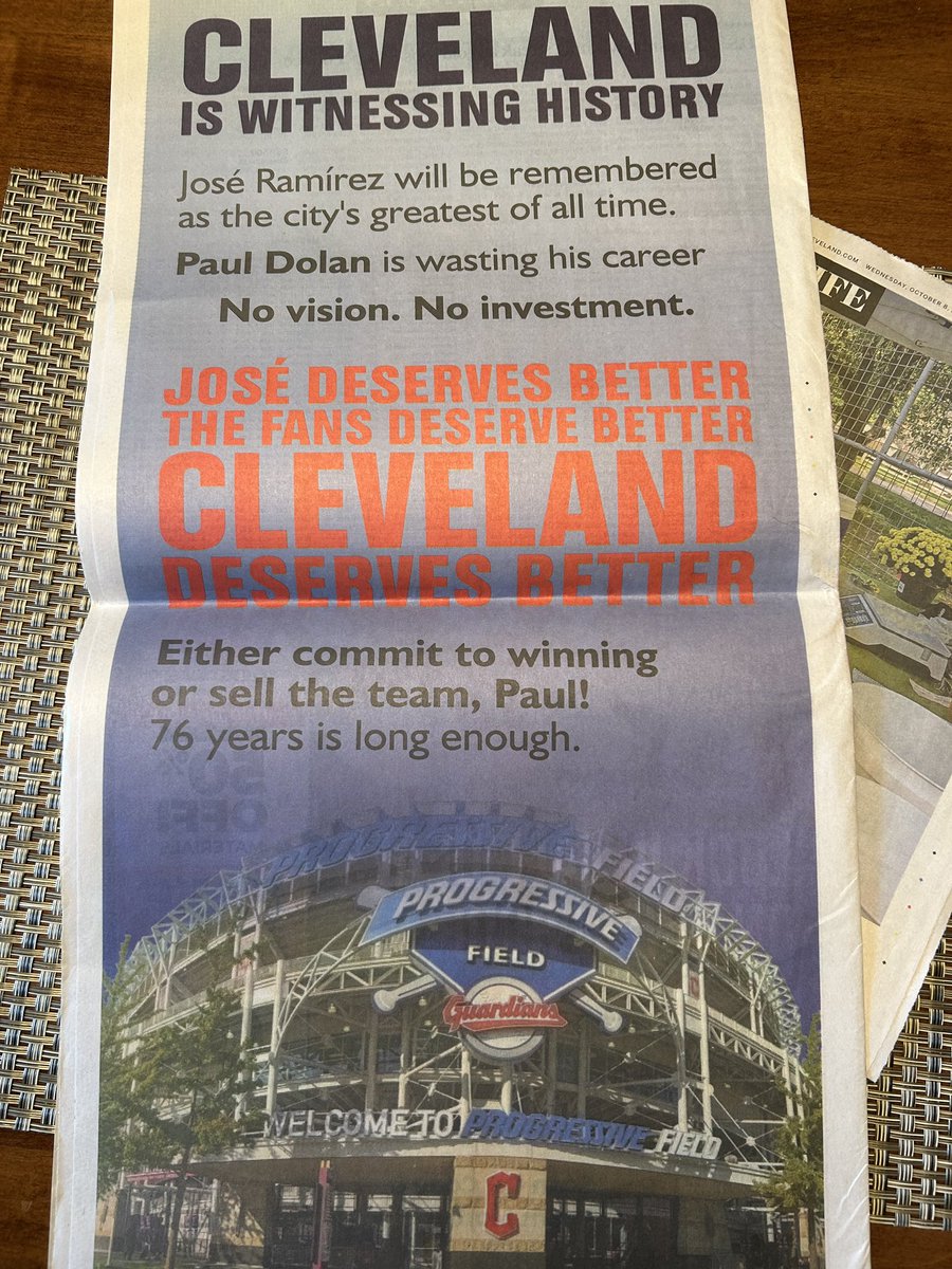 HaliganLLC's tweet photo. @CleGuardians @DreKnott all of Cleveland is onboard . Spend some damn money https://t.co/ZkNdBDN9iB