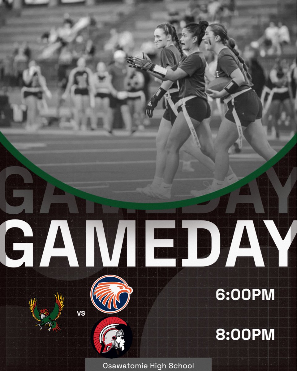 FSgirlsflagfb's tweet photo. Game Day! 

📍 Osawatomie High School
⏰ 6:00 and 8:00pm
🆚 Olathe East and Osawatomie https://t.co/AmKB63Tje1