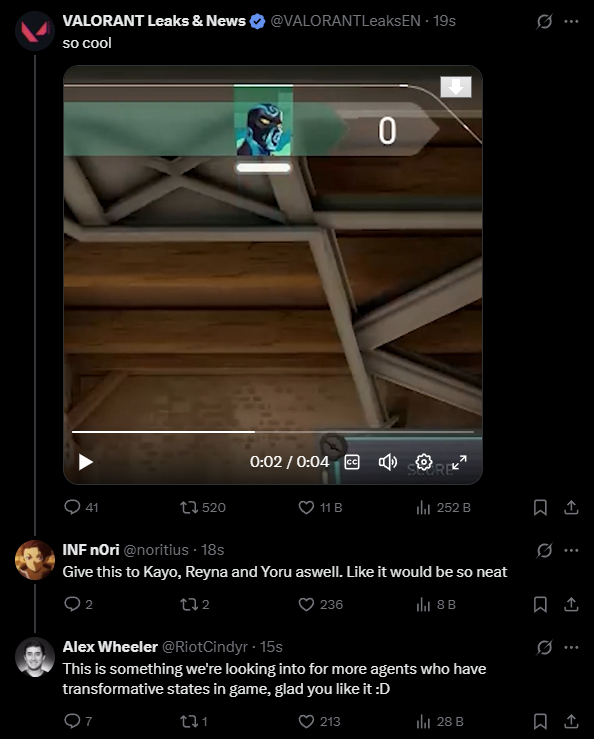 valohabercisi's tweet photo. Riot Cindry said that the icon change when Veto changes to his ultimate form is not exclusive to him and that they are considering bringing it to other agents with transformative states as well. https://t.co/hr7ygJhhGJ