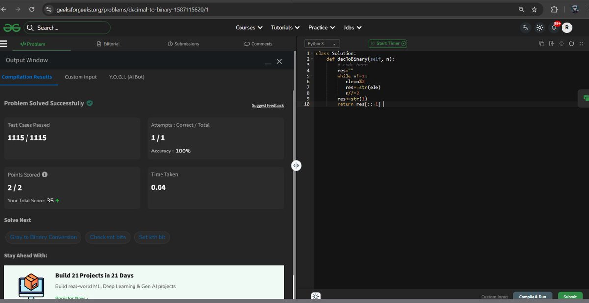 Arnoh_M's tweet photo. Day - 07 

-  9 to 2 college.
-  Solved 3 DSA problem (GFG).
-  Revised some react concepts. https://t.co/CkVwd6lNVT