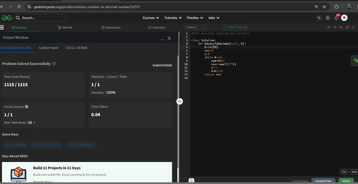 Arnoh_M's tweet photo. Day - 07 

-  9 to 2 college.
-  Solved 3 DSA problem (GFG).
-  Revised some react concepts. https://t.co/CkVwd6lNVT