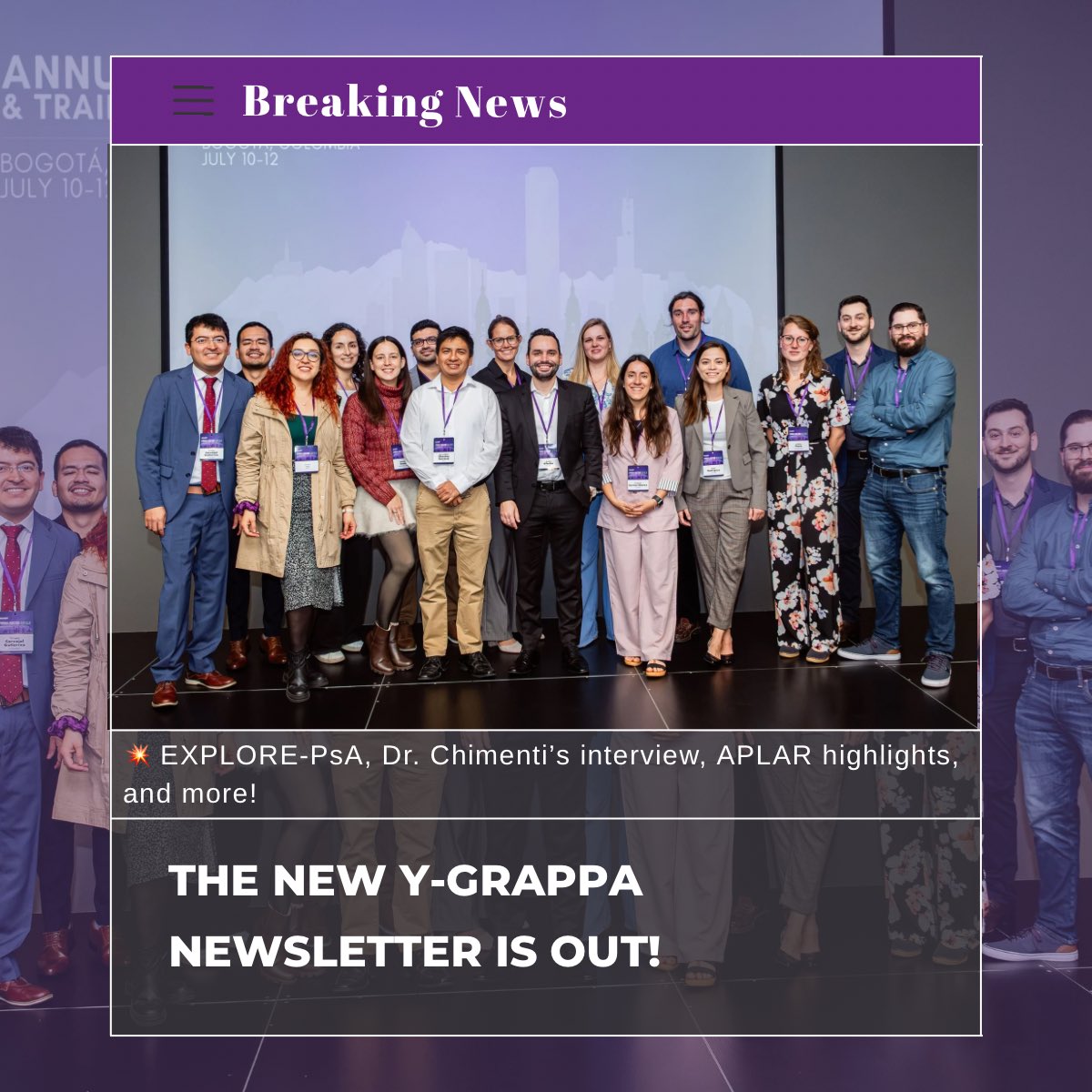 GrappaO's tweet photo. 📰 The latest Young GRAPPA Newsletter is here!
Discover our first Y GRAPPA research project EXPLORE-PsA, an interview with Dr. Maria Sole Chimenti, updates from APLAR, EADV 2025 Abstract Highlights, and much more.

Members already received it in their inbox   📩 want to get yours too? 👉 Join Young GRAPPA and stay connected! 🔗 https://t.co/2po2FBdoGO