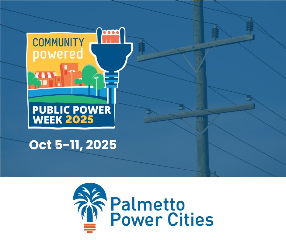 MuniAssnSC's tweet image. Join Palmetto Power Cities in celebrating #PublicPowerWeek, Oct 5-11! #StrongSCcities