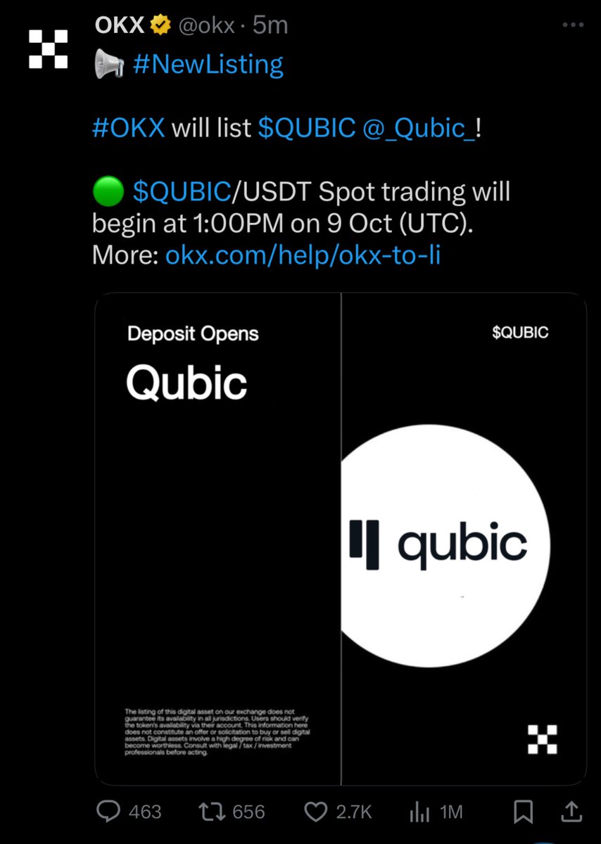 Not real… yet 👀
But I’m just waiting for <a href="/okx/">OKX</a> to make this $QUBIC post official!