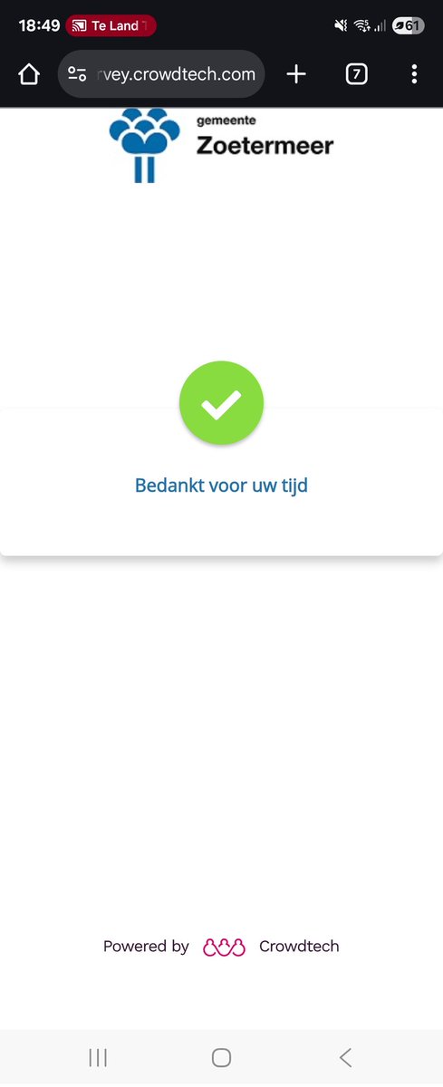 Eens, maar nooit meer <a href="/gemZoetermeer/">Gemeente Zoetermeer</a>. Dat was een veel te lange enquête over veel te veel dingen die jullie geen zier aangaan. Stop daarmee.