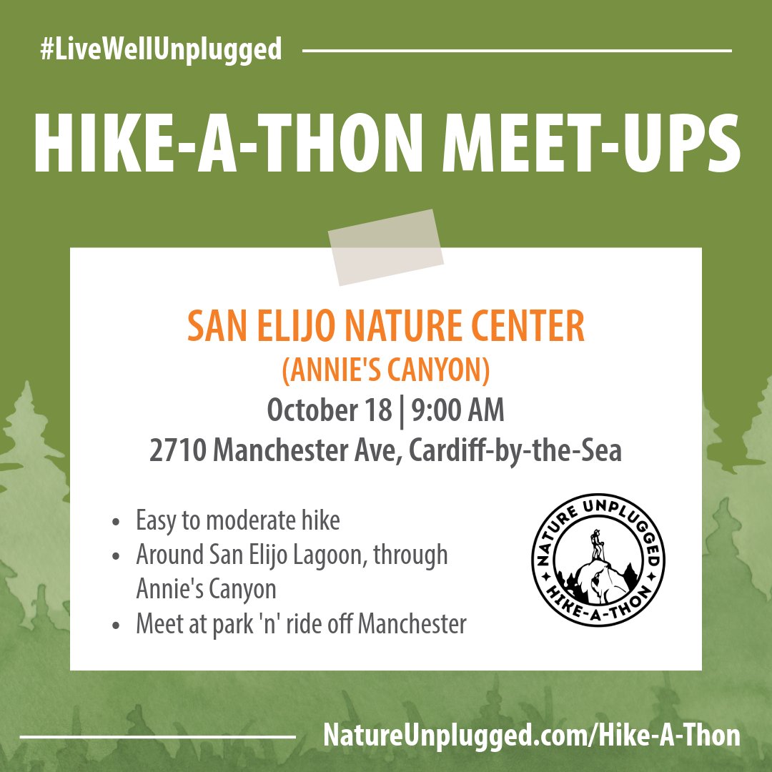 livewell_sd's tweet photo. Hike-A-Thon meetups are in full swing! Join Nature Unplugged and San Diego County Parks for the next 3 ranger-led hikes🍃
Learn more and register for the hikes at https://t.co/qEiDarEhcA #LiveWellSD https://t.co/mdXuhw2jHF