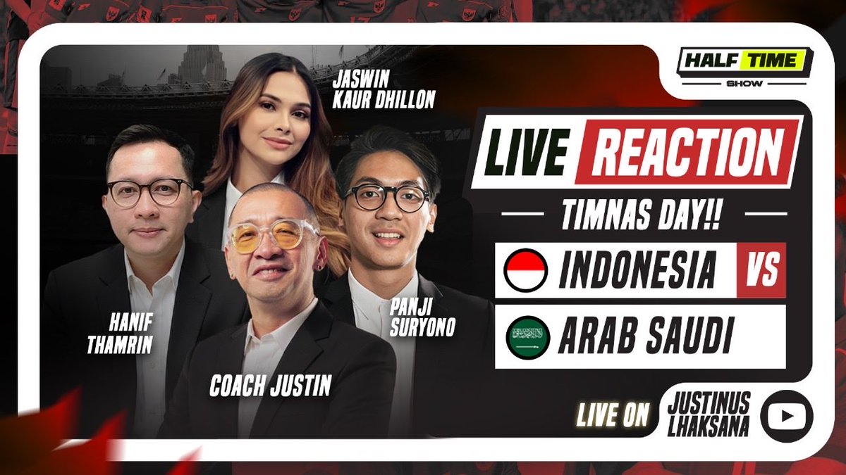 HALF TIME SHOW #05: LIVE REACTION TIMNAS DAY INDONESIA VS ARAB SAUDI

Timnas day !!

youtube.com/live/mgi3IGmdG…