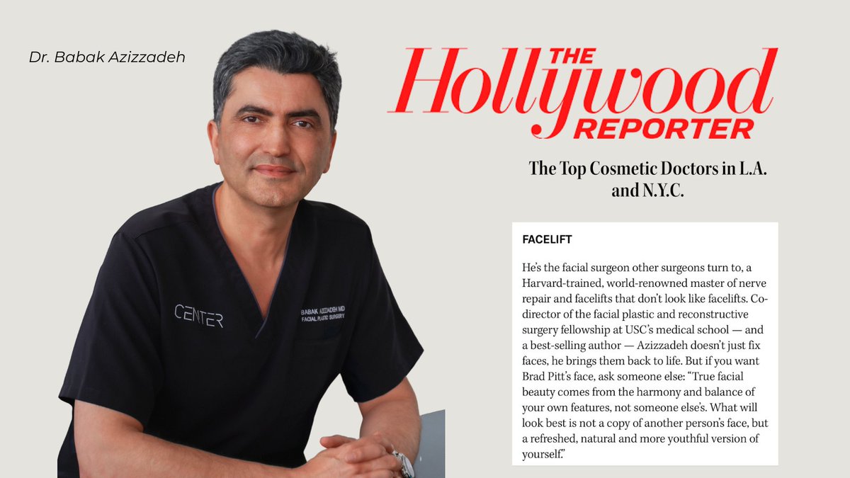 I’m truly honored to be named by The Hollywood Reporter as one of the Top Cosmetic Doctors in Los Angeles &amp; New York City in the Facelift category.

“He’s the facial surgeon other surgeons turn to, a Harvard-trained, world-renowned master of nerve repair and facelifts that don’t