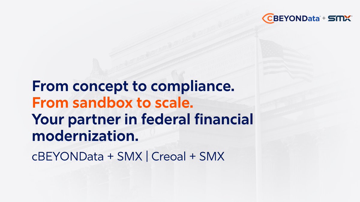 At cBEYONData + SMX, we’re redefining what federal financial modernization looks like as your strategic partner.

🔷 Exclusive tools like CFO Control Tower®, Elevate FM, and cBEYONDLab®
🔷 Listed on the FM QSMO Marketplace
🔷 Serving Tier 1 agencies like DOJ, DHS, and the Army
🔷