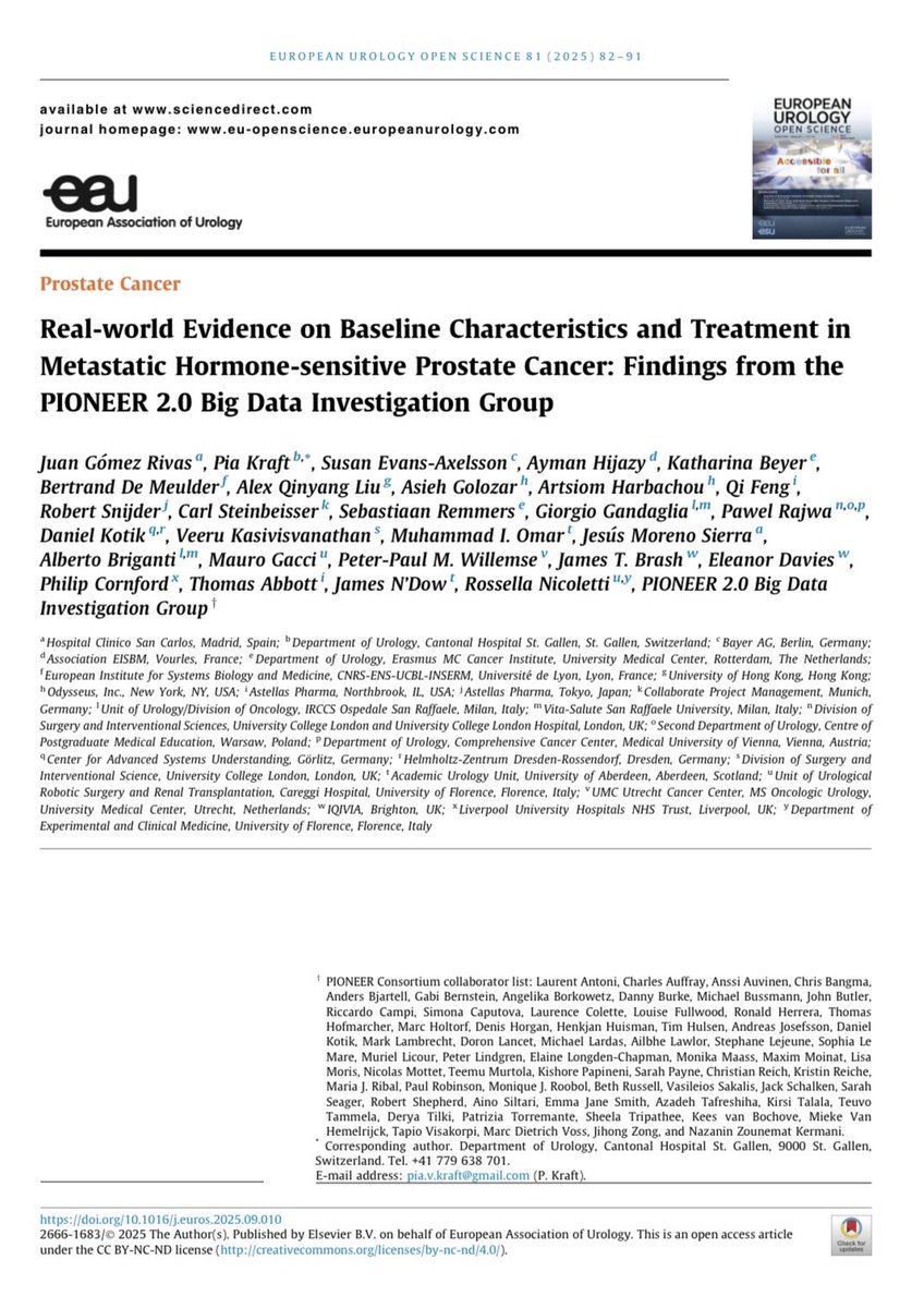 ❄️Breaking the ice with Big Data in prostate cancer research!

Our latest study from the PIONEER+ Big Data Investigation Group, just published in European Urology Open Science, analyzed nearly 70,000 men with metastatic hormone-sensitive prostate cancer (mHSPC) across Europe and