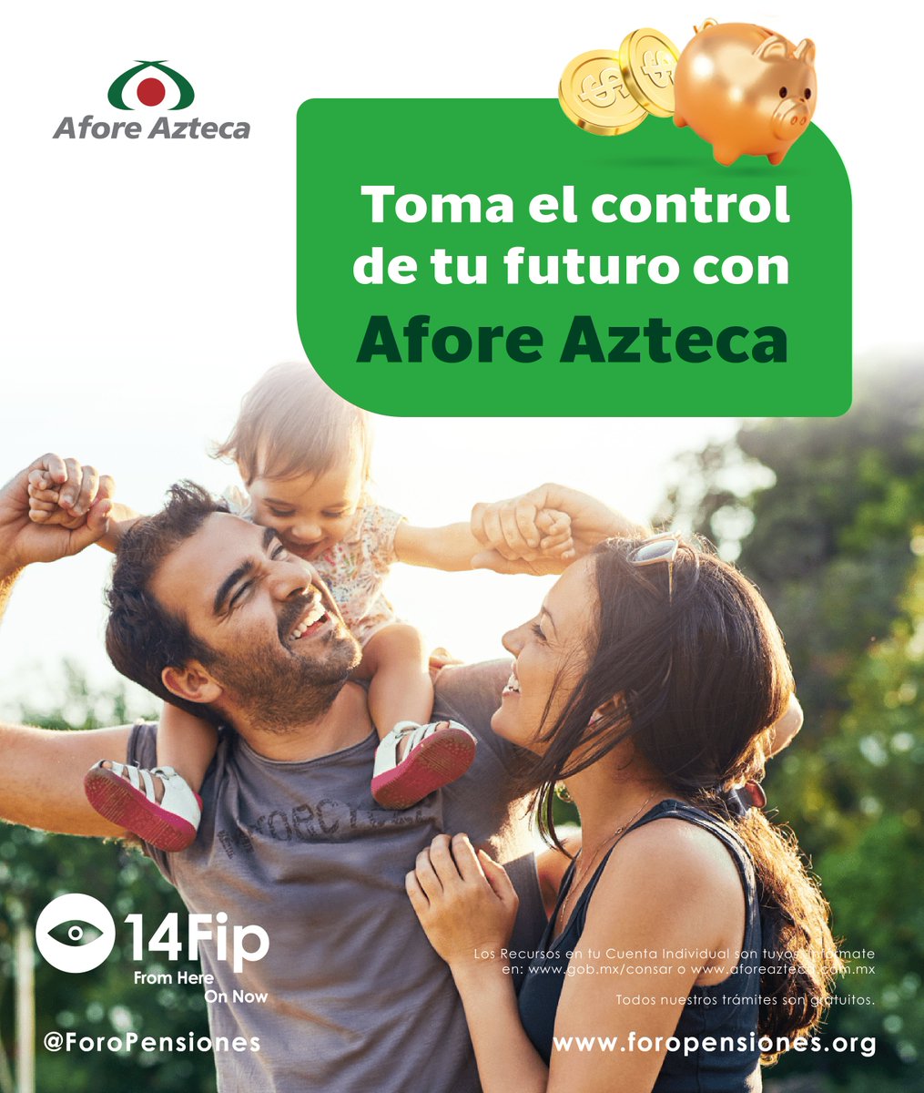 Cuando tomas el control, el futuro es tuyo.

Afore Azteca Orgulloso patrocinador de la 14ª edición del Foro Internacional de Pensiones.

#14FIP #ForoInternacionaldePensiones #fromhereonnow #AFOREAZTECA