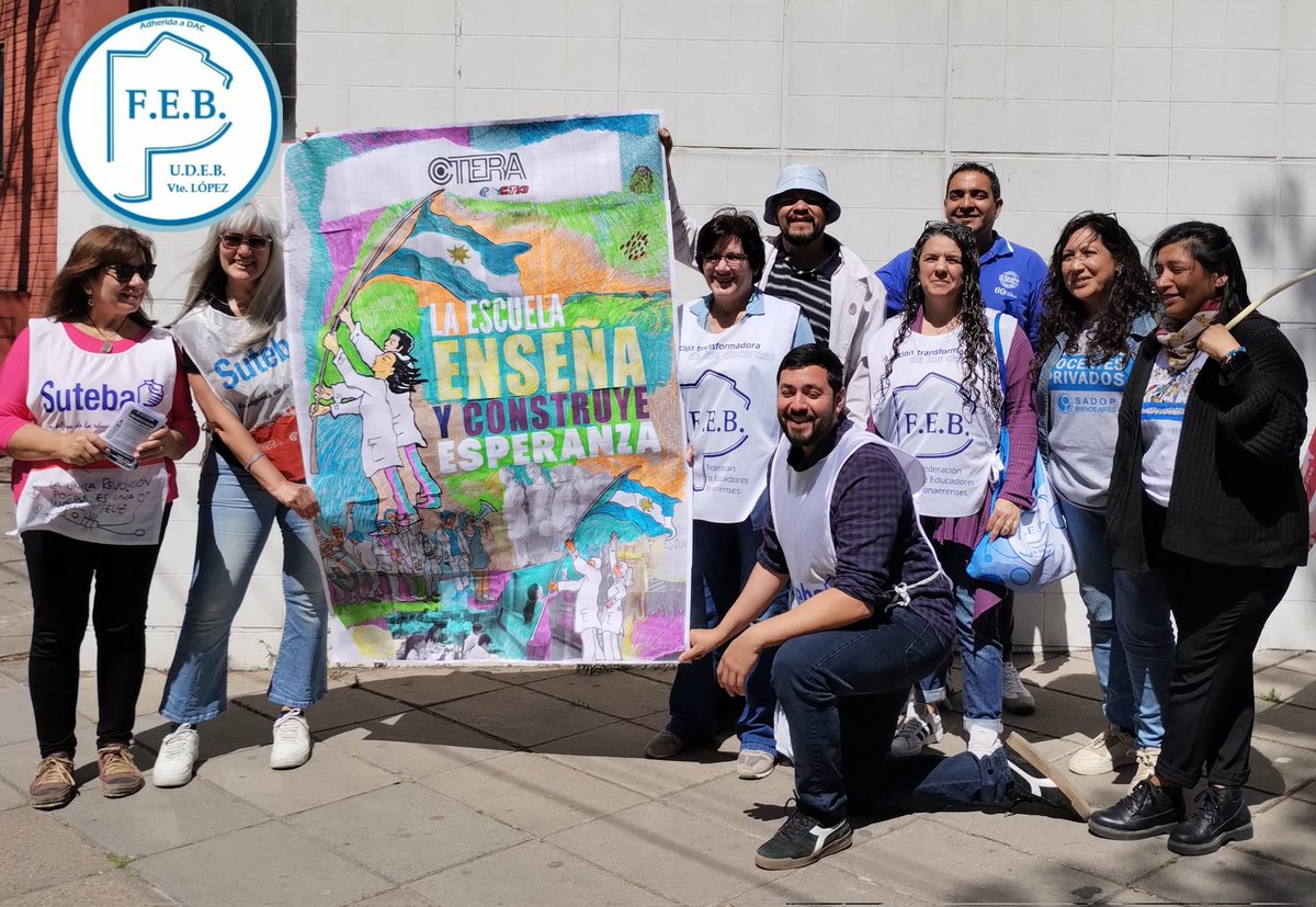 febudebvtelopez's tweet photo. 📢 Hoy damos inicio a una jornada de protesta, reclamo y visibilización frente al recorte y ajuste del Gobierno Nacional, que afecta directamente a la educación pública y a los derechos de las y los trabajadores de la educación.
💪 La educación se defiende. https://t.co/0yyc0K5xeP