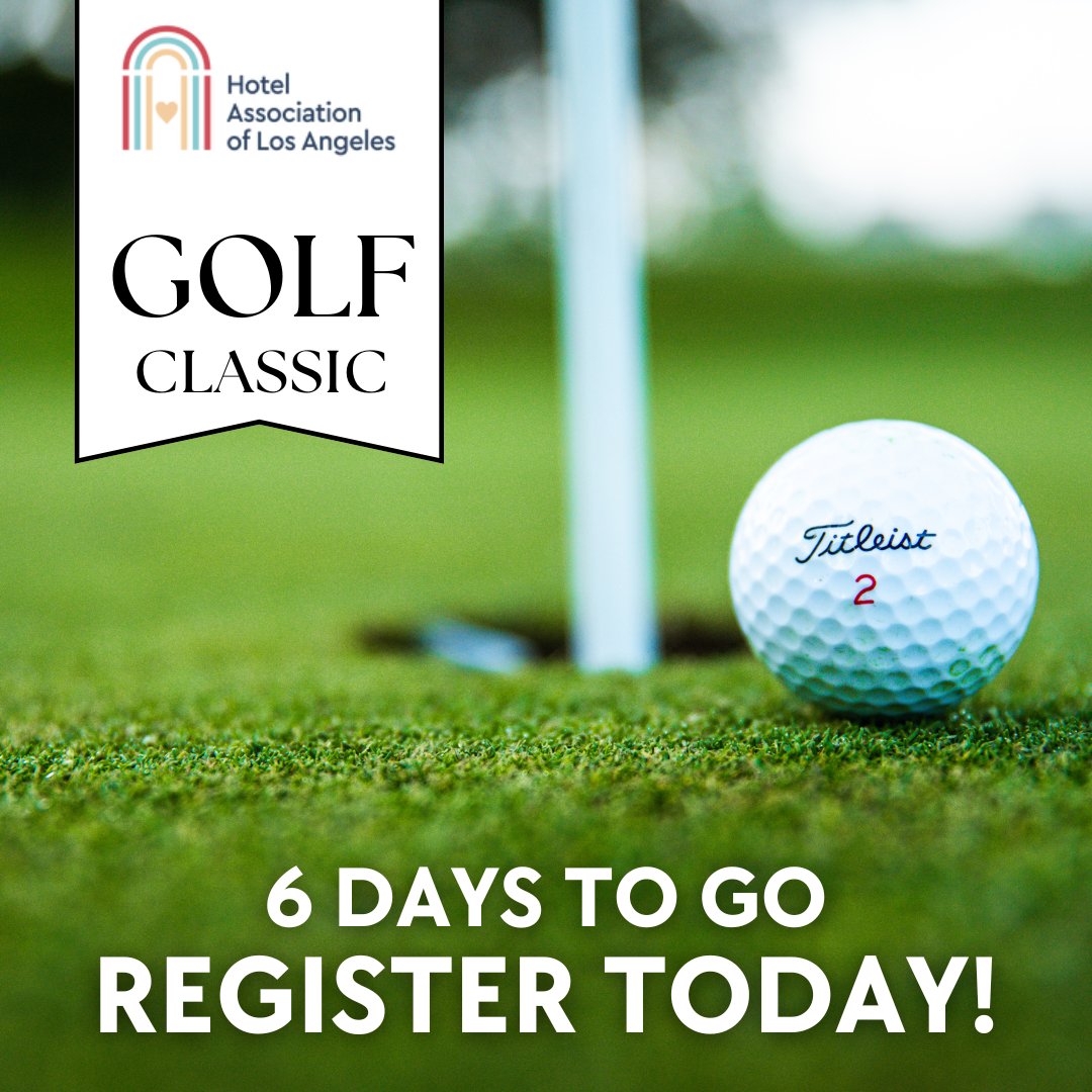 ⛳️ 6 Days To Go! ⛳️
 
The final countdown is on - just 6 days until the 2025 HALA Golf Classic at the beautiful Industry Hills Golf Club! Register now to secure your spot on the green! members.hotelassociationla.com/event/2025-gol…
 
#HALAGolfClassic2025 #HALA #HospitalityStrong #NetworkingOnTheGreen