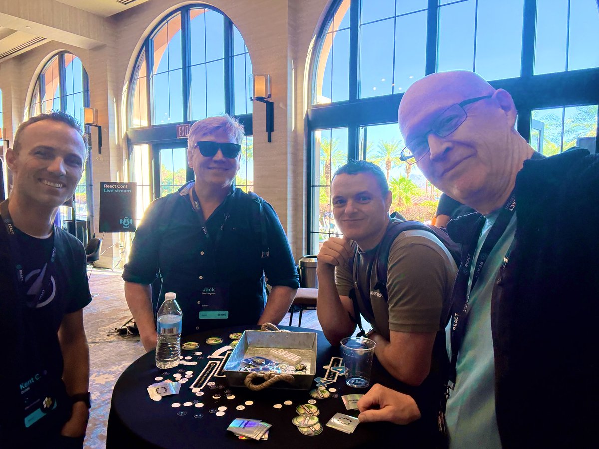 Learning a lot and having great conversations at <a href="/reactconf/">React</a> here in Las Vegas. <a href="/tannerlinsley/">Tanner Linsley</a> <a href="/kentcdodds/">Kent C. Dodds ⚡</a> <a href="/jherr/">Jack Herrington</a>
