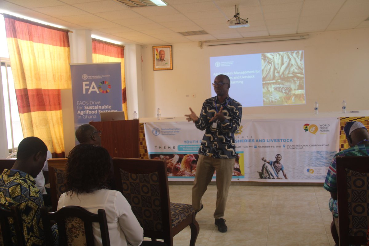 🚀 <a href="/FAOGhana/">FAO in Ghana</a>  &amp; #WorldFoodForum are hosting a two-day Youth Dialogue on Sustainable Livestock &amp; Fisheries Development in Ho Volta Region! Youth, policymakers, finance &amp; industry leaders unite to drive innovation, value addition &amp; sustainability in Ghana’s agri-food sector. 🌱🐟🐄