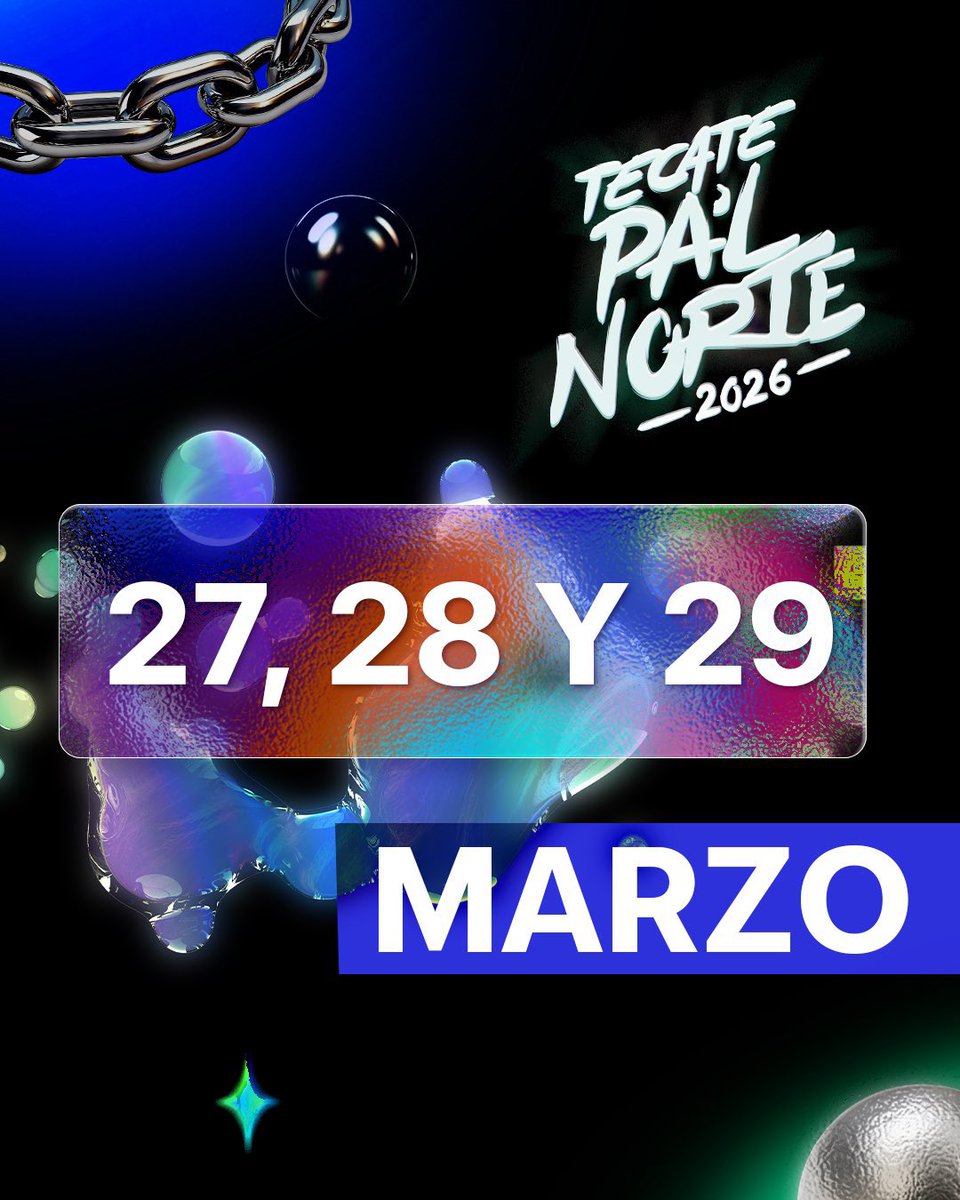 ailoviutl's tweet image. 🚨 FECHAS CONFIRMADAS 🚨

🦁 Tecate Pa’l Norte 🦁
🗓️ 27, 28 y 29 de Marzo del 2026 🗓️
🏟️ Parque Fundidora 🏟️
📍 Monterrey MTY 📍

#Tecate #TecatePalNorte #PalNorte #PalNorte2026 #PalNorte26 #TecatePalNorte2026 #Music #Música #Concert #Concierto #Fest #Festival #Ailoviutl #México…