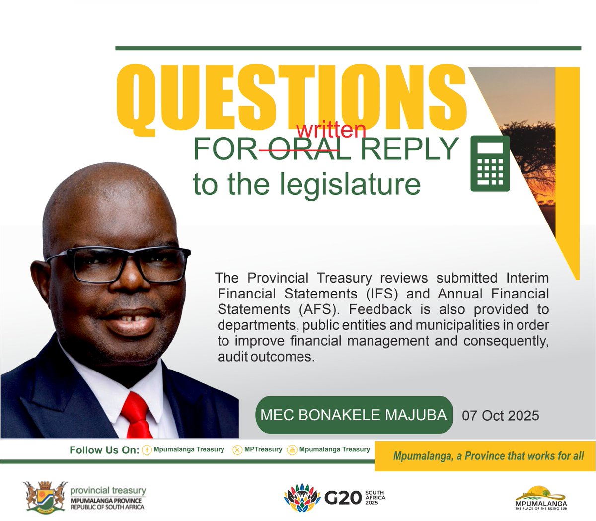MPTreasury's tweet image. Response to Questions for Oral Reply to MEC Bonakele Majuba #FinancialReporting #MpumalangaWorksforAll