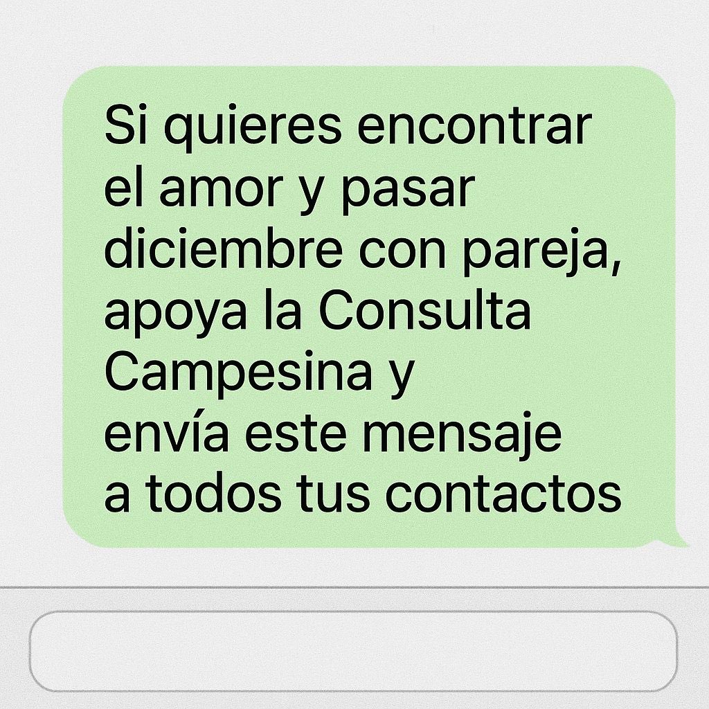 El campo vive en cada plato, en cada alimento, en cada familia campesina.

Los campesinos merecemos tierra, derechos y decisiones que nos incluyan.

Apoya la #ConsultaCampesinaYa.