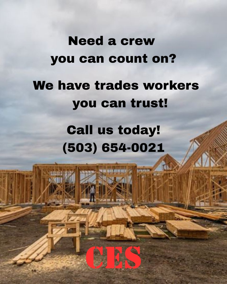 ces_workzone's tweet image. 🏠 Residential projects need crews you can count on. ✅ Contractors Employment Service delivers reliable workers who show up ready to work.📞 503-654-0021 | 🌐 cesworkzone.com 💬 Ask about 10% off your first job! 📩 info@ctesworkzone.com